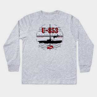 Wreck dive WWII German submarine scuba diving U-853 U-boat Scuba Original Kids Long Sleeve T-Shirt